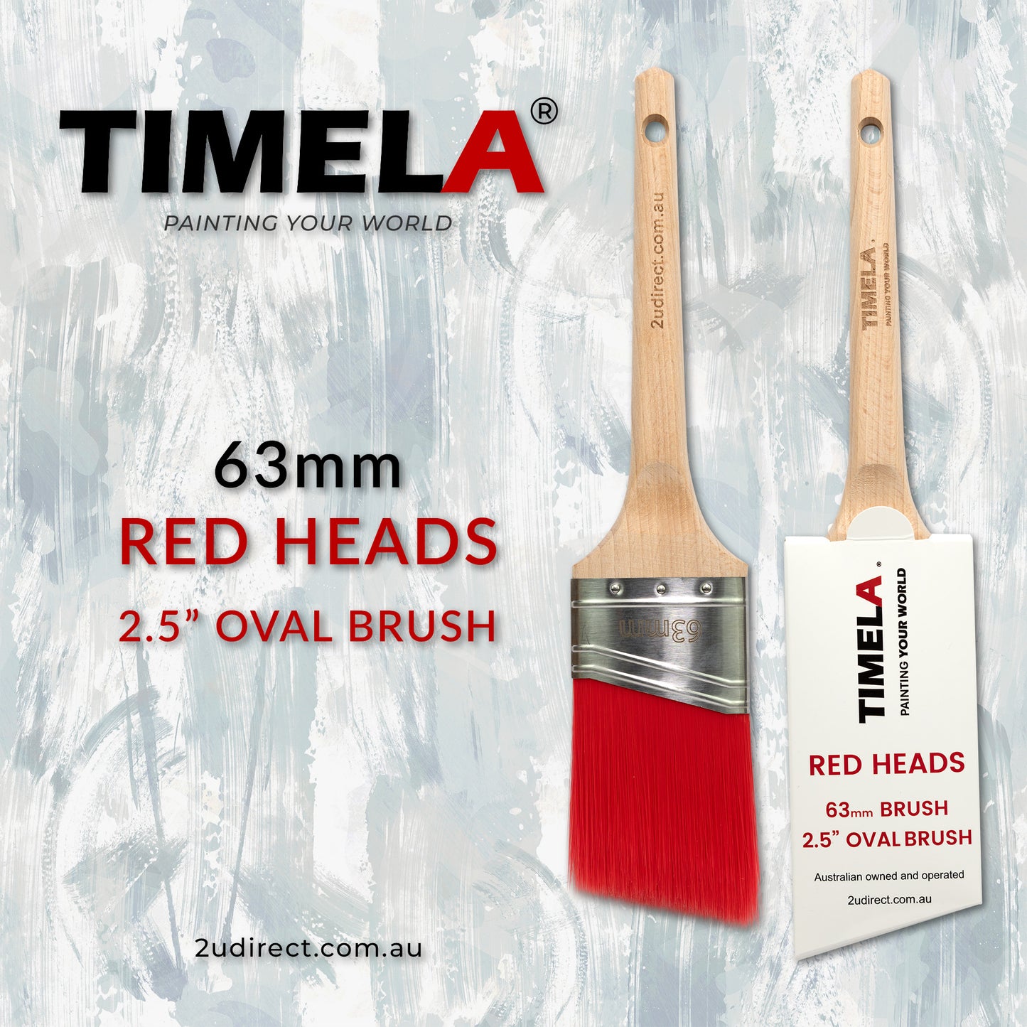 Timela Paint Brush Red Head Range 63mm Oval Angle single buy