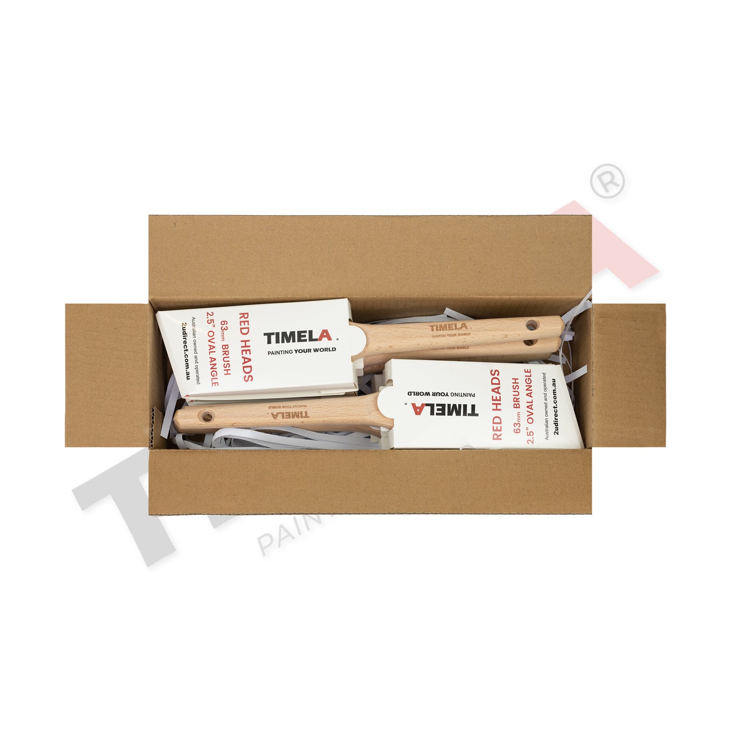 6 Pack of Red Head Range 63mm Oval Angle Timela Paint Brushes