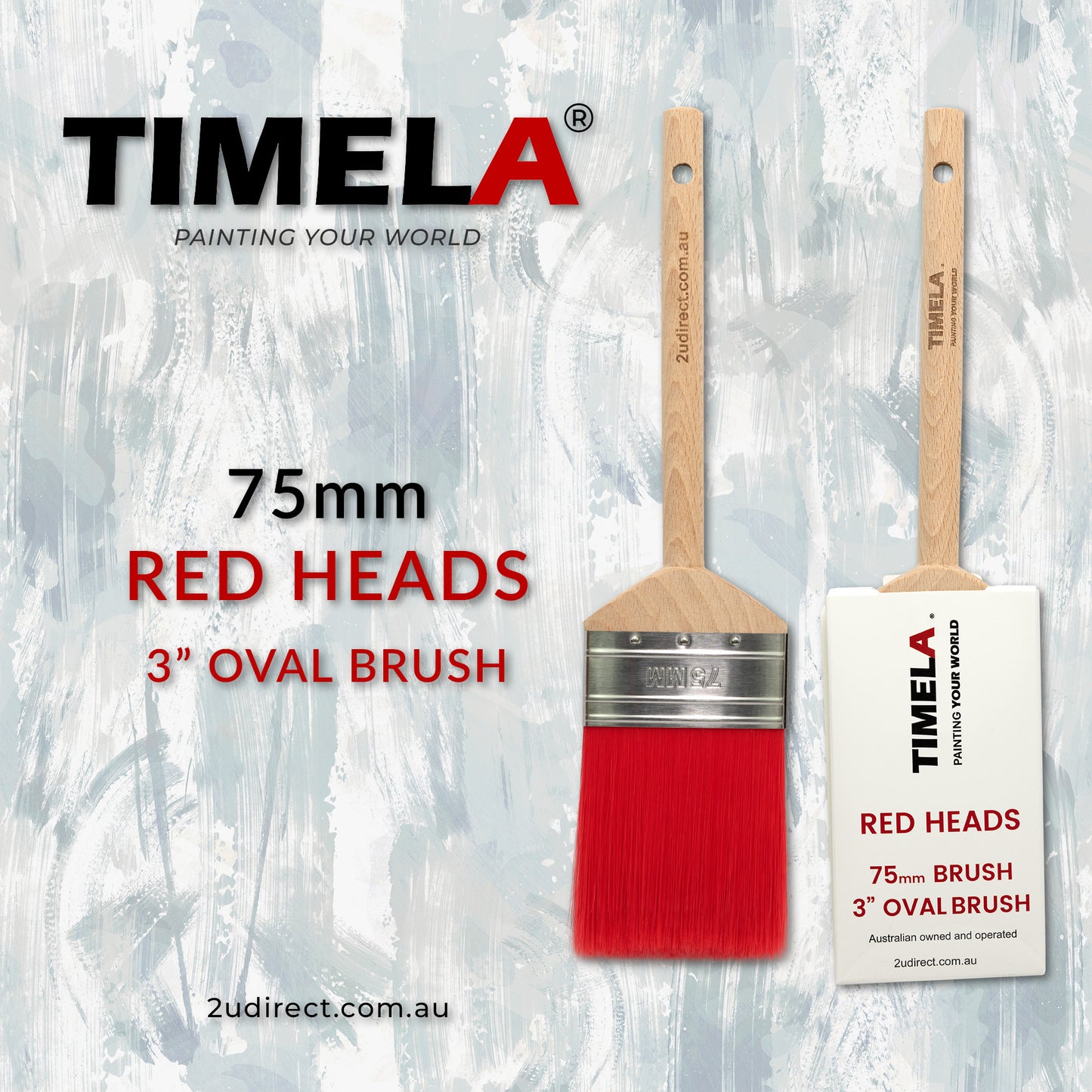 Timela Paint Brush Red Head Range 75mm Oval straight single buy