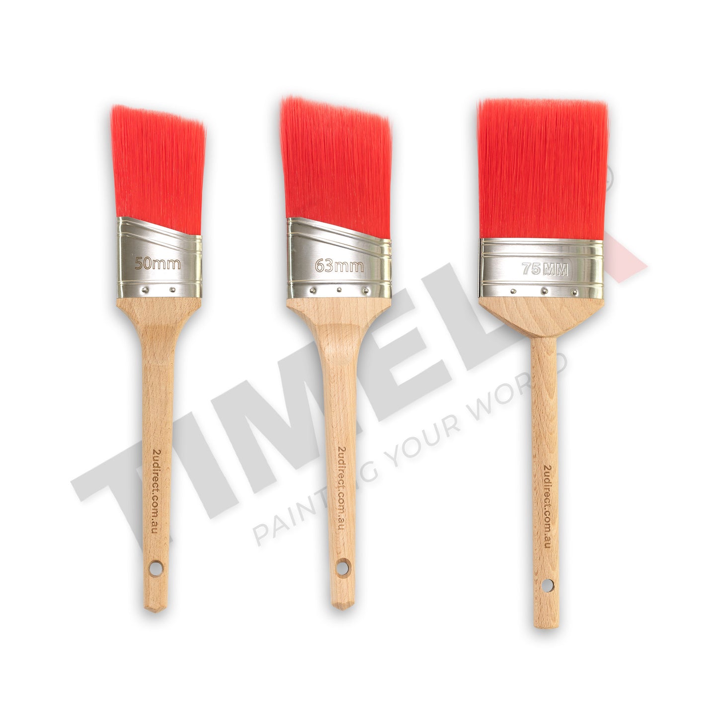Timela Paint Brush Red Head rage triple pack contains a 75mm Oval, a 63mm Oval Angle and a 50mm Oval Angle
