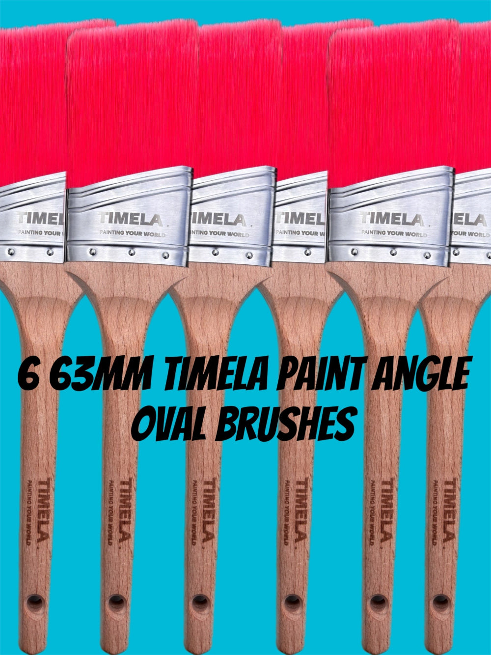 6 Pack of Red Head Range 63mm Oval Angle Timela Paint Brushes